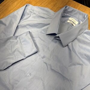 Calvin Klein Men's Blue Infonite Slim Fit Button Down Shirt Sz XXL 18-1/2 34/35